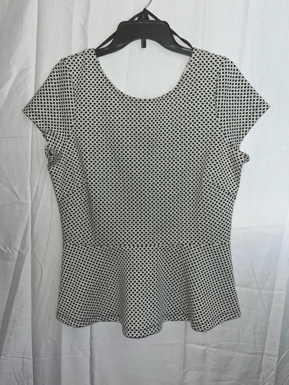 Banana Republic Black and White Dot Peplum Short-Sleeve Top
